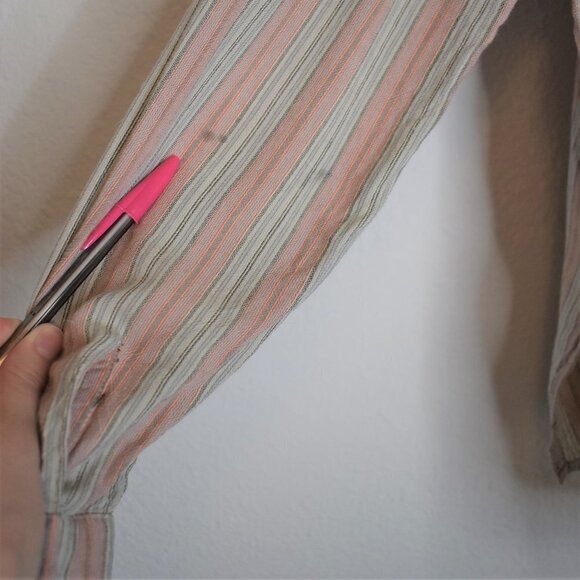 Oneill Sz S Davis Woven Long Sleeve Button Down Top Blouse Striped Boho Beachy - Picture 10 of 16